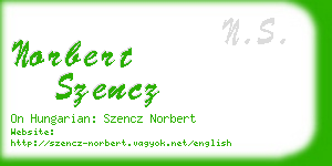 norbert szencz business card